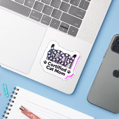 Certified Cat Mom – Minimal Barcode Tails Sticker (Laptop mit iPhone)