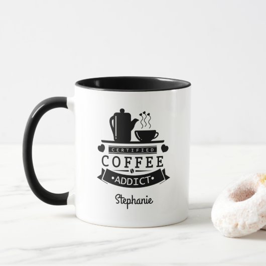 Certified Coffee Addict Funny Mug Tasse (Mit Donut)