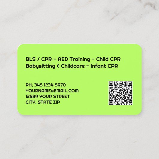 Certified CPR Instructor Custom QR Visitenkarte (Rückseite)