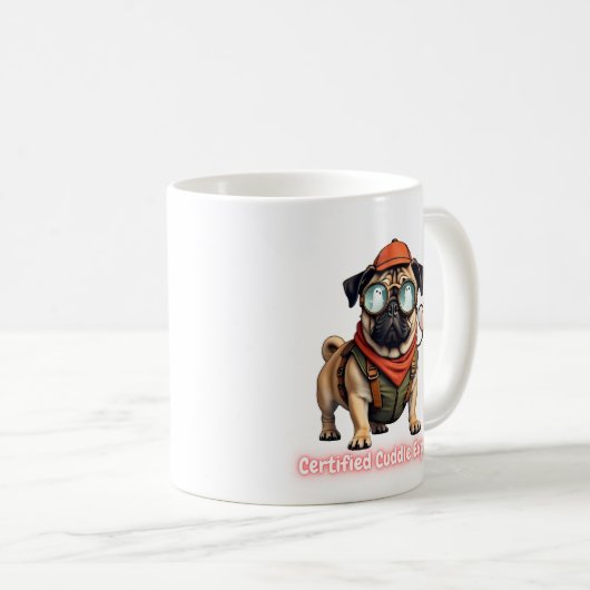Certified Cuddle Expert Mug – Funny Pug Lover  Kaffeetasse (VorderseiteRechts)