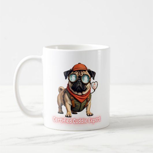 Certified Cuddle Expert Mug – Funny Pug Lover Kaffeetasse (Links)