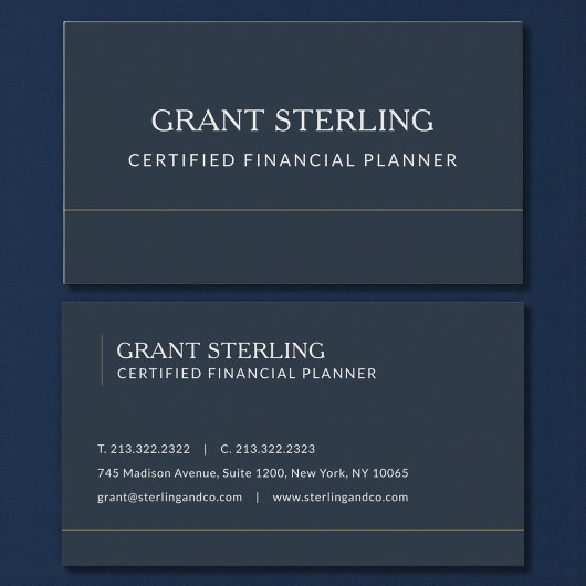 Certified Financial Planner Navy Blue Professional Visitenkarte
