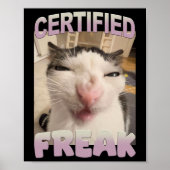Certified Freak Cat Meme Funny Pet Spaß Poster (Vorne)