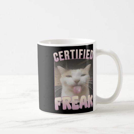 Certified Freak Funny Cat Meme Kaffeetasse (Rechts)