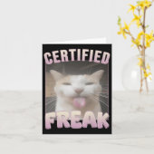 Certified Freak Funny Cat Meme Karte (Gelbe Blume)