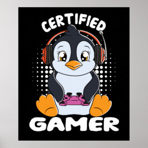 Certified Gamer Niedlich Pinguin Poster