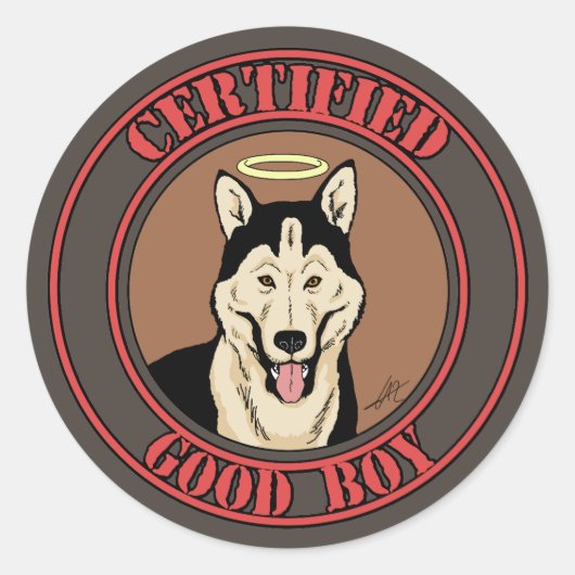 Certified Good Boy Runder Aufkleber (Vorderseite)