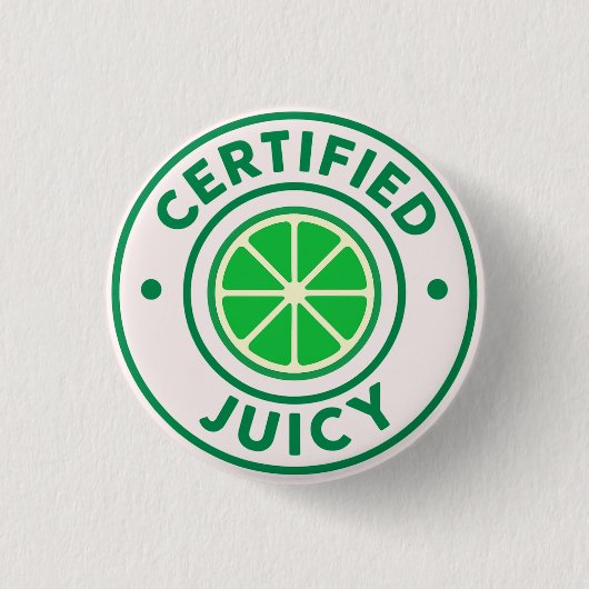 Certified Juicy™ – Limette-Abzeichen Button (Vorderseite)