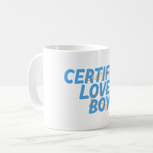 "Certified Lover Boy" Dual Text Kaffeetasse (Vorderseite Links)