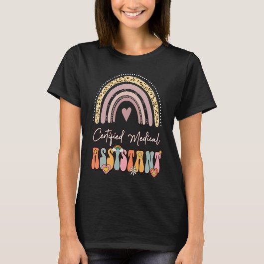 Certified Medical Assistant CMA Groovy Retro Rainb T-Shirt (Vorderseite)