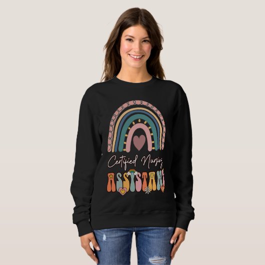 Certified Nursing Assistant CNA Groovy Retro Rainb Sweatshirt (Vorne ganz)