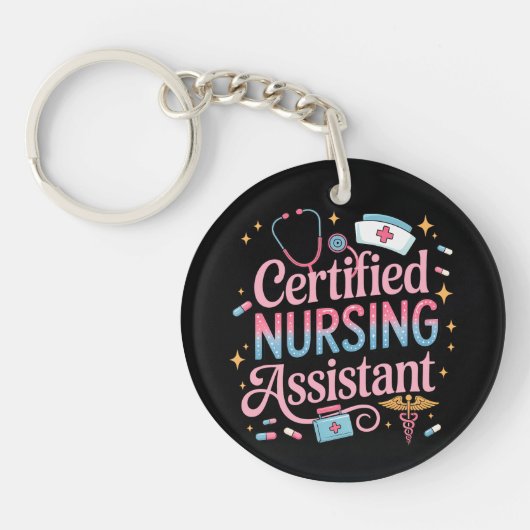 Certified Nursing Assistant Double Sided Keychain Schlüsselanhänger (Vorderseite)