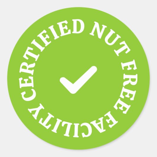 Certified Nut Free Facility – Green Allergy-Safe Runder Aufkleber (Vorderseite)