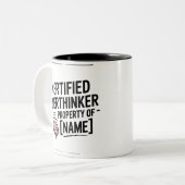 Certified Overthinker Funny Gift Mug Zweifarbige Tasse (Vorderseite Links)