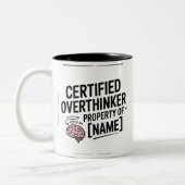 Certified Overthinker Funny Gift Mug Zweifarbige Tasse (Links)