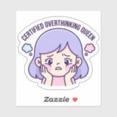 Certified Overthinking Queen CuteAesthetic Sticker (Blatt)