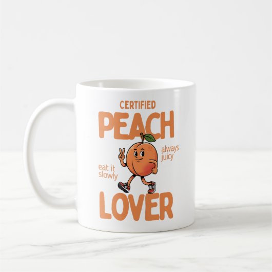 Certified Peach Lover Funny Fruit Mug Gift Kaffeetasse (Links)