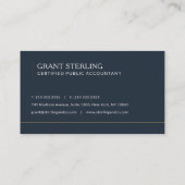 Certified Public Accountant Navy Blue Professional Visitenkarte (Rückseite)
