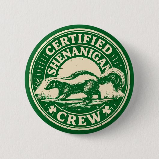 Certified Shenanigan Crew Funny Vintage Skunk Button (Vorderseite)