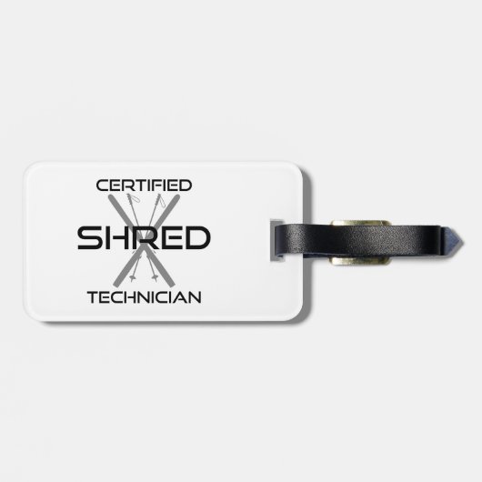 Certified Shred Technician Skiing Gepäckanhänger (Rückseite horizontal)