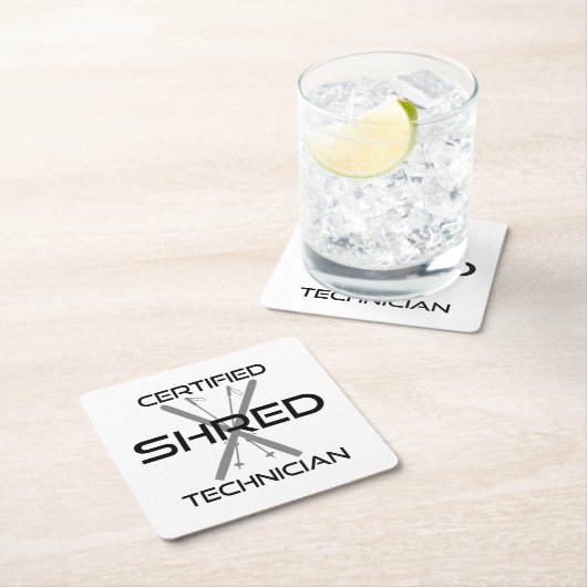 Certified Shred Technician Skiing Rechteckiger Pappuntersetzer (Vor Ort)