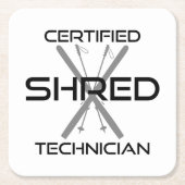 Certified Shred Technician Skiing Rechteckiger Pappuntersetzer (Vorderseite)