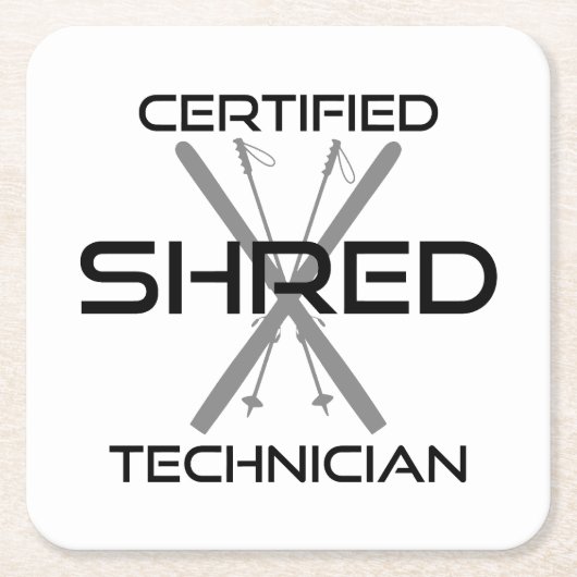 Certified Shred Technician Skiing Rechteckiger Pappuntersetzer (Vorderseite)