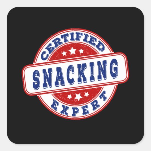 Certified snacking expert seal quadratischer aufkleber (Vorderseite)