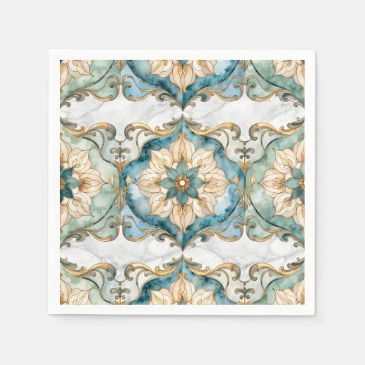 Cerulean Bloom Tapestry Party Cocktail Serviette (Vorderseite)