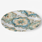 Cerulean Bloom Tapestry Party Papierplatten Pappteller (Schrägansicht)