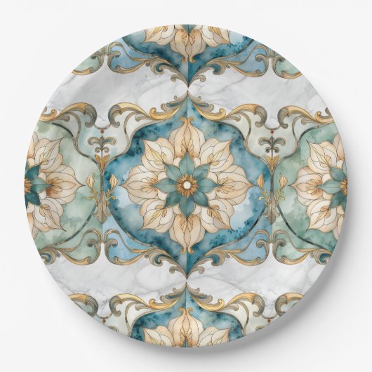 Cerulean Bloom Tapestry Party Papierplatten Pappteller (Vorderseite)