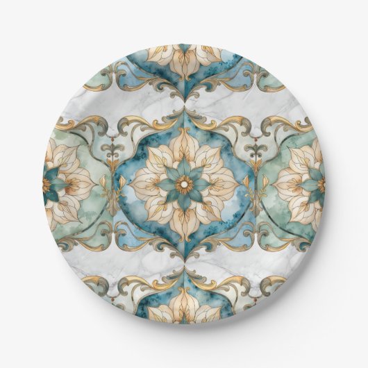 Cerulean Bloom Tapestry Party Papierplatten Pappteller (Vorderseite)