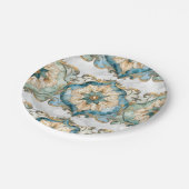 Cerulean Bloom Tapestry Party Papierplatten Pappteller (Schrägansicht)