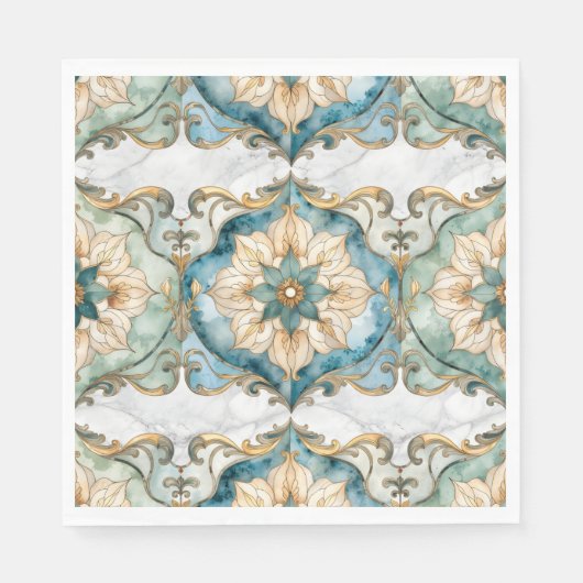 Cerulean Bloom Tapestry Party Serviette (Vorderseite)
