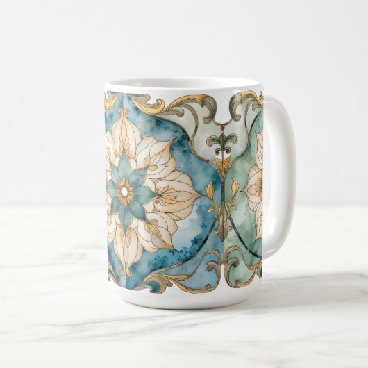 Cerulean-Bloom-Teppich-Mug Kaffeetasse (VorderseiteRechts)