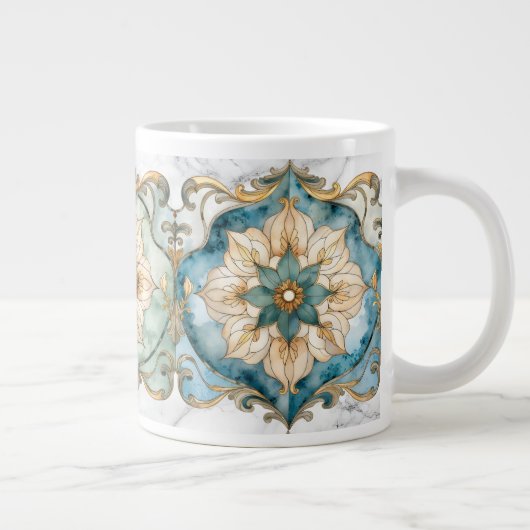 Cerulean Bloom Teppich Riesen-Kaffeetasse Jumbo-Tasse (Rechts)