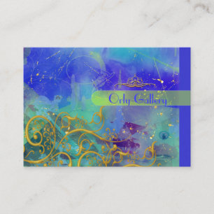 Cerulean Blue, Abstrakt /Imitats Gold Filigree Wir Visitenkarte
