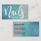 Cerulean Blue Aquamarin Triple Glitzer Visitenkarte (Vorne/Hinten)