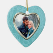 Cerulean Blue Brocade Keepake Template Keramik Ornament (Rechts)