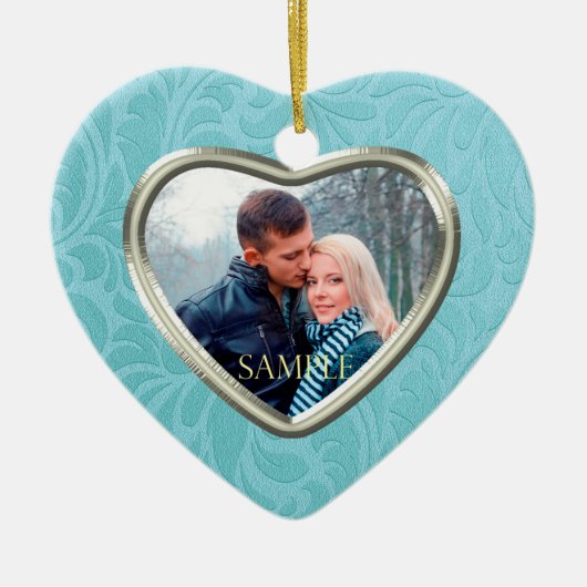 Cerulean Blue Brocade Keepake Template Keramik Ornament (Vorne)