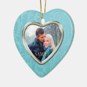 Cerulean Blue Brocade Keepake Template Keramik Ornament (Links)