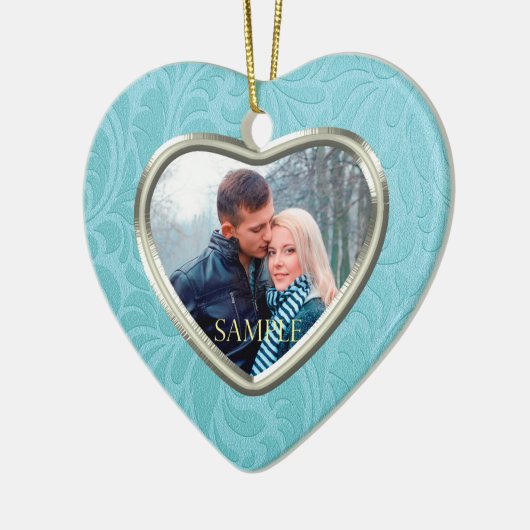 Cerulean Blue Brocade Keepake Template Keramik Ornament (Links)