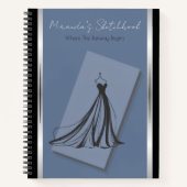 Cerulean Blue Couture Mode-Skizzenbuch Journal Notizblock (Vorderseite)