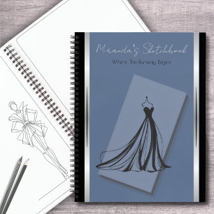Cerulean Blue Couture Mode-Skizzenbuch Journal Notizblock