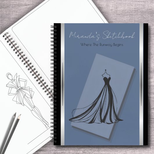 Cerulean Blue Couture Mode-Skizzenbuch Journal Notizblock