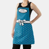 Cerulean Blue Polka Dot White Bow Personalisiert Schürze (InSitu)