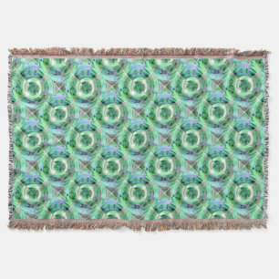 Cerulean Blue und Jade Abstrakt Collage Decke