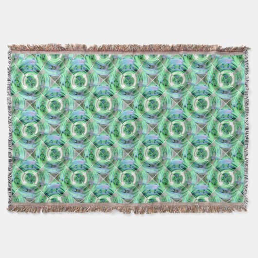 Cerulean Blue und Jade Abstrakt Collage Decke (Vorderseite)