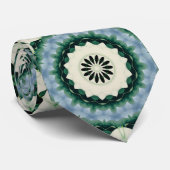 Cerulean Blue und Jungle Green Tiled Muster Krawatte (Gerollt)