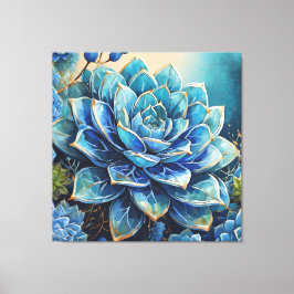 Cerulean Charm: Moderne Sukkulente Leinwanddruck